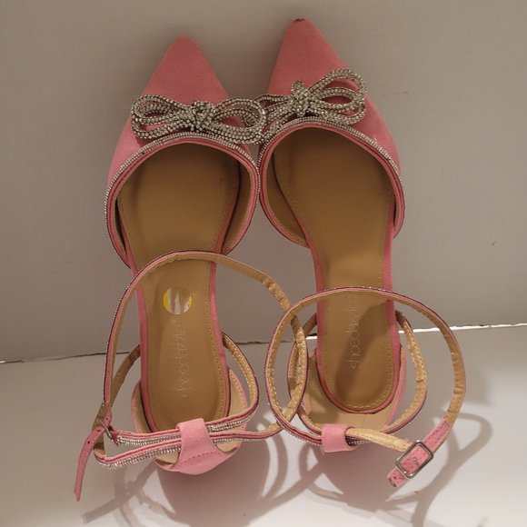 Shoedazzle Womens Rhinestone Pointed Toe Flat Pink Sandal Size 7 New without tag - Picture 2 of 10